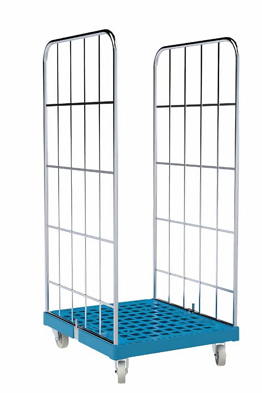 Rollbehälter mit Gitterwänden,2-seitig, Nutzhöhe 1460 mm, Plattform 724x815 mm, lichtblau