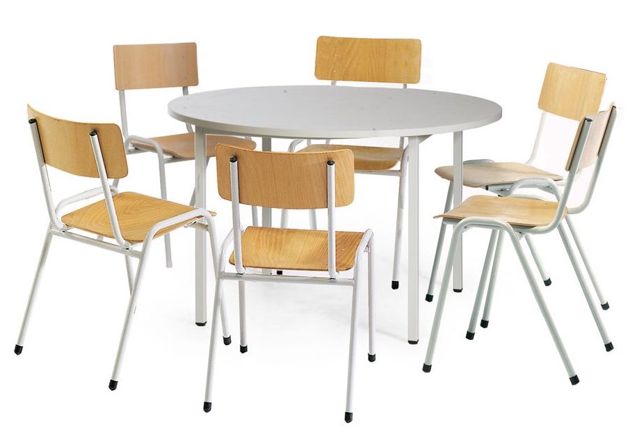 Kantinenset: Tisch rund 1200 mm, mit 6 Stühlen BASIC