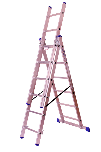Alu-Schiebeleiter BASIC, 3-teilig, je nach Ausführung 6 – 9 Stufen – Belastbarkeit 150 kg
