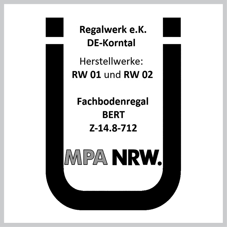 Archivregal BERT (Grundregal) - Höhe 2.075 mm, 5 Ordnerebenen, Tiefe 300/600 mm, beidseitig