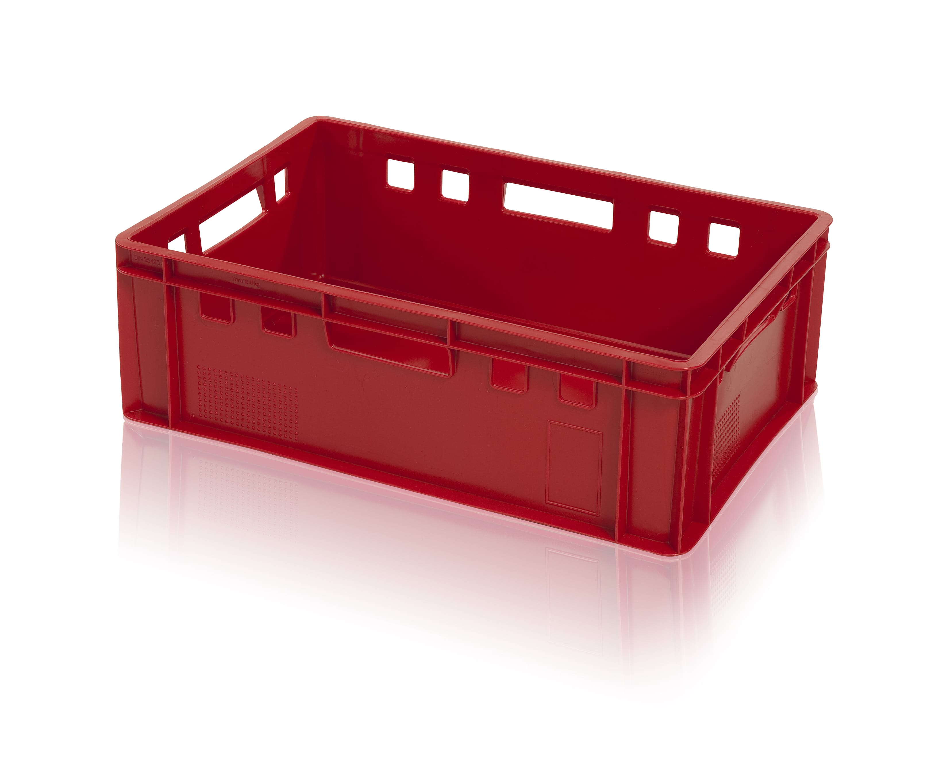 Fleischbehälter E1, 600 x 400 mm - 3 Höhen, Kunststoff, rot