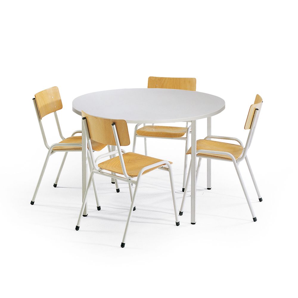 Kantinenset: Tisch rund 1000 mm mit 4 Stühlen BASIC